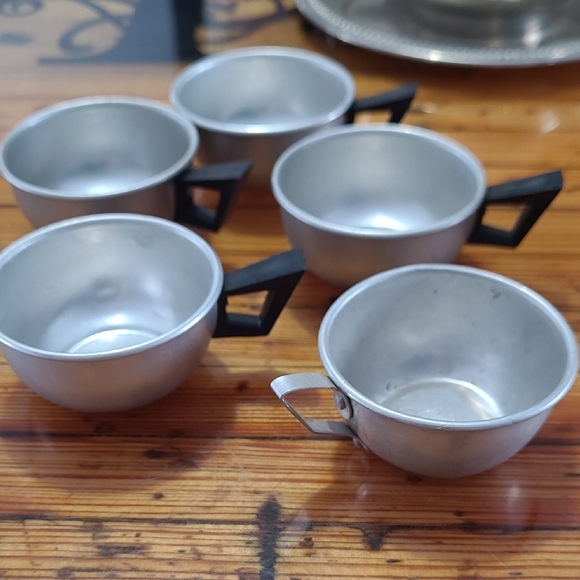 Childs Silver Coffee Set with Black Accents And Tea Pot - Picture 11 of 13
